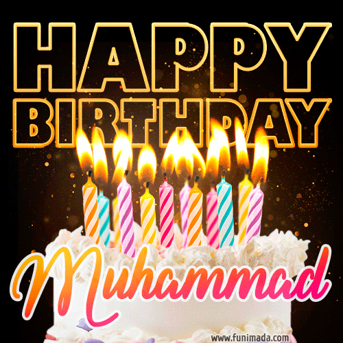 Muhammad - Animated Happy Birthday Cake GIF for WhatsApp