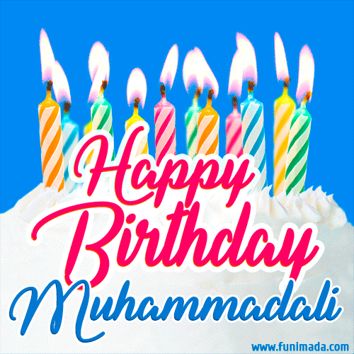 Happy Birthday GIF for Muhammadali with Birthday Cake and Lit Candles