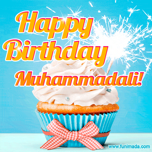 Happy Birthday, Muhammadali! Elegant cupcake with a sparkler.