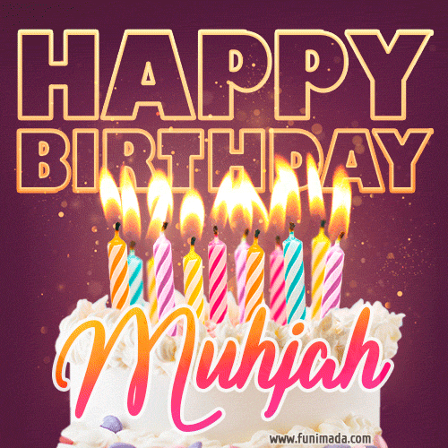 Muhjah - Animated Happy Birthday Cake GIF Image for WhatsApp
