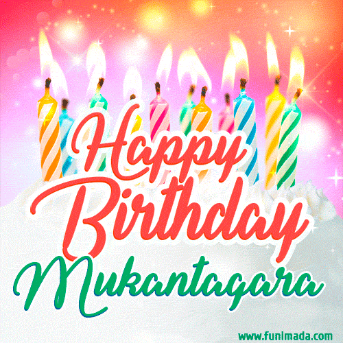 Happy Birthday GIF for Mukantagara with Birthday Cake and Lit Candles