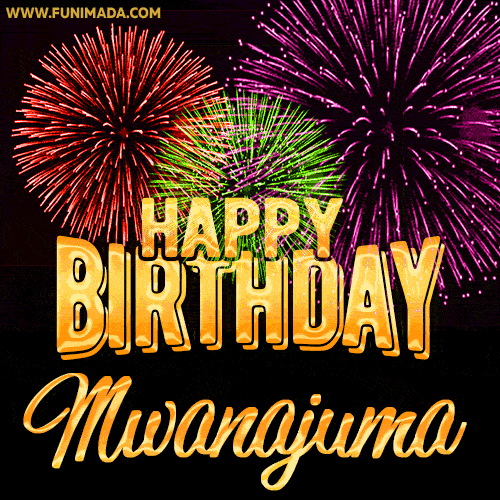Wishing You A Happy Birthday, Mwanajuma! Best fireworks GIF animated greeting card.