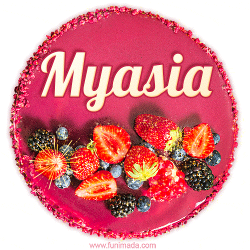 Happy Birthday Cake with Name Myasia - Free Download