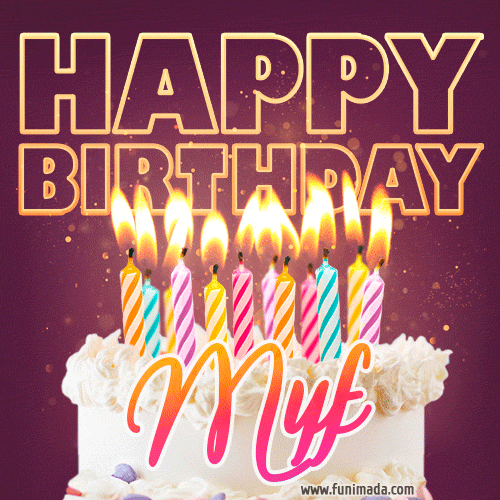 Myf - Animated Happy Birthday Cake GIF Image for WhatsApp