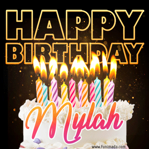 Mylah - Animated Happy Birthday Cake GIF Image for WhatsApp