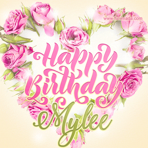 Pink rose heart shaped bouquet - Happy Birthday Card for Mylee