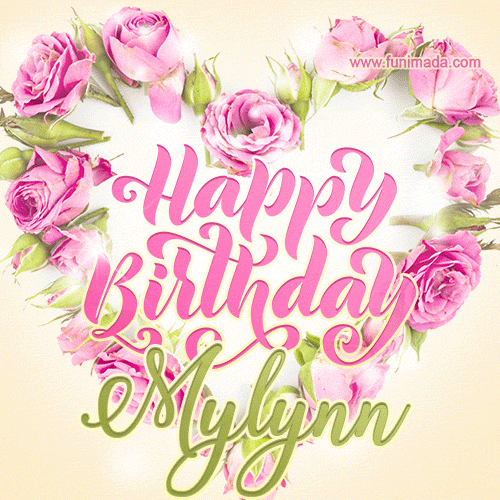 Pink rose heart shaped bouquet - Happy Birthday Card for Mylynn