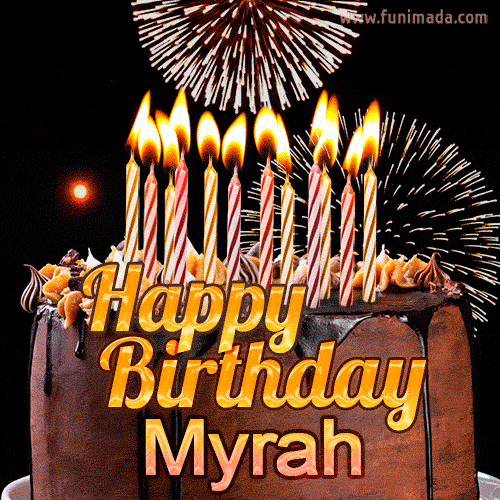 Chocolate Happy Birthday Cake for Myrah (GIF)