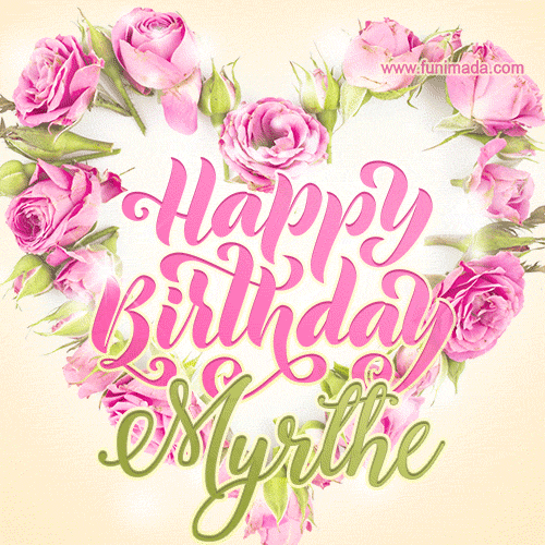 Pink rose heart shaped bouquet - Happy Birthday Card for Myrthe