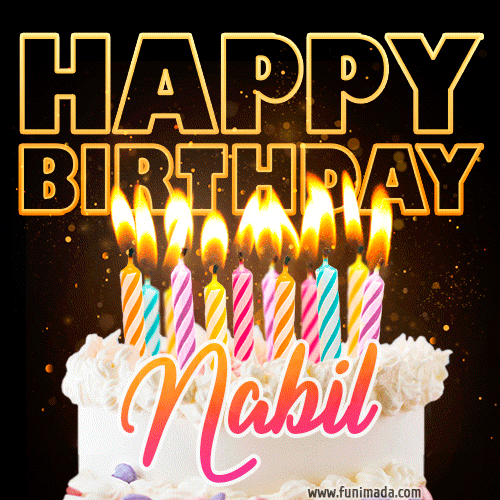 Nabil - Animated Happy Birthday Cake GIF for WhatsApp