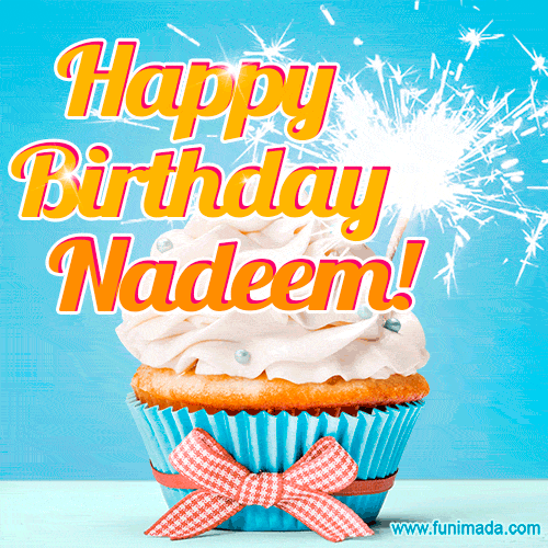 Happy Birthday, Nadeem! Elegant cupcake with a sparkler.