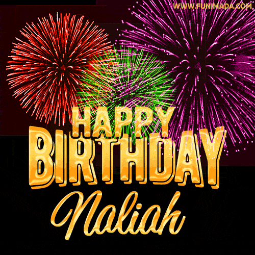 Wishing You A Happy Birthday, Naliah! Best fireworks GIF animated greeting card.
