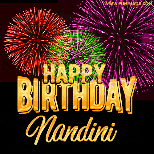 Wishing You A Happy Birthday, Nandini! Best fireworks GIF animated greeting card.