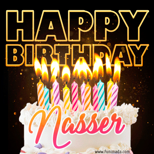 Nasser - Animated Happy Birthday Cake GIF for WhatsApp