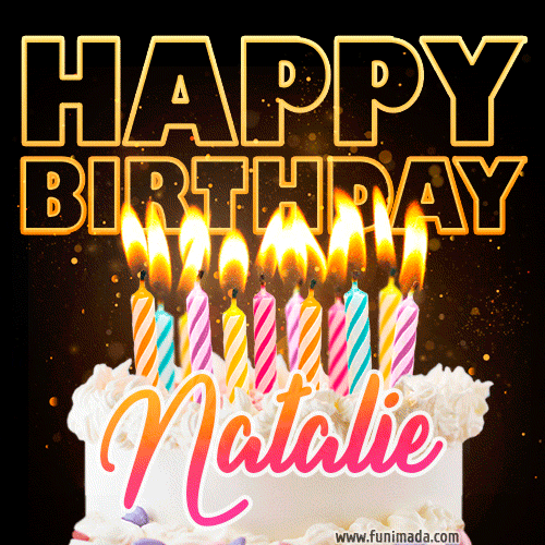 Natalie - Animated Happy Birthday Cake GIF Image for WhatsApp