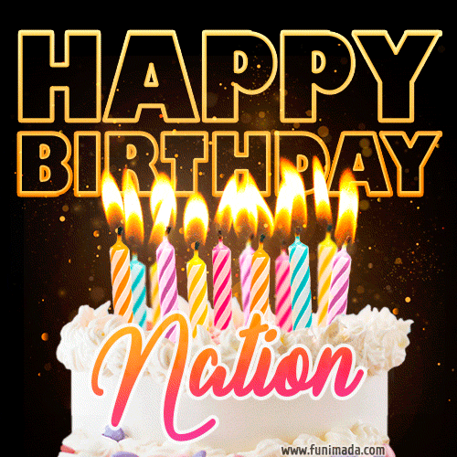 Nation - Animated Happy Birthday Cake GIF for WhatsApp