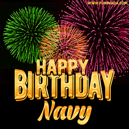 Wishing You A Happy Birthday, Navy! Best fireworks GIF animated greeting card.