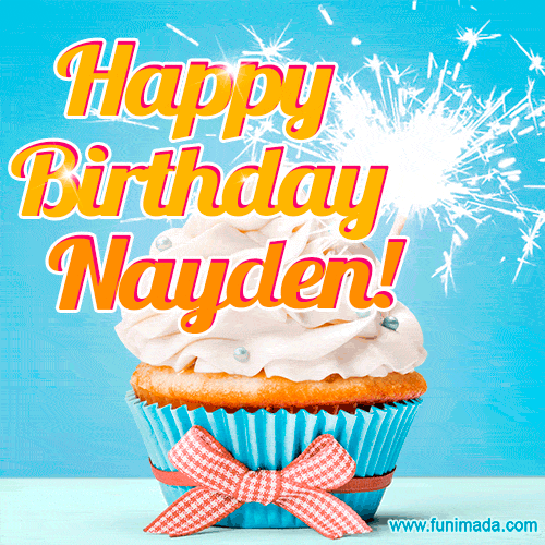 Happy Birthday, Nayden! Elegant cupcake with a sparkler.
