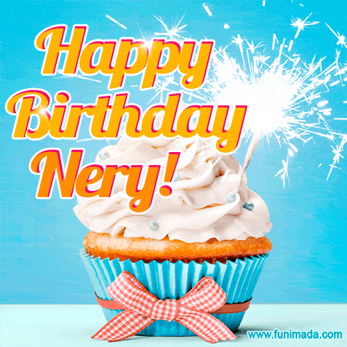 Happy Birthday, Nery! Elegant cupcake with a sparkler.