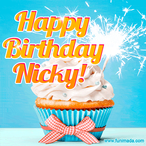 Happy Birthday, Nicky! Elegant cupcake with a sparkler.