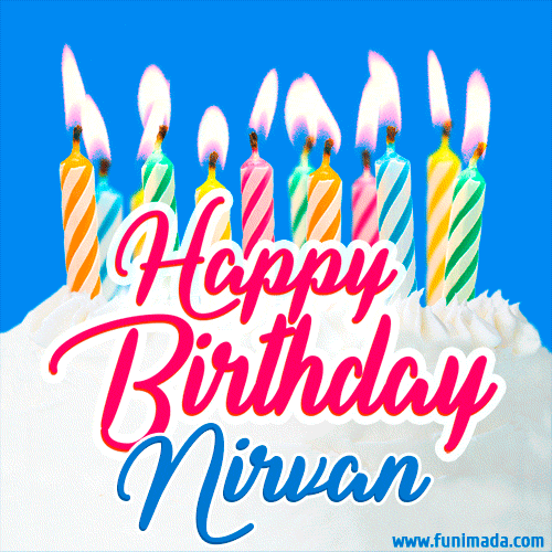 Happy Birthday GIF for Nirvan with Birthday Cake and Lit Candles