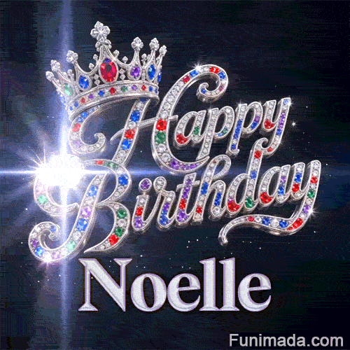 Sparkling animated GIF for Noelle featuring a silver tiara decorated with rubies and sapphires.