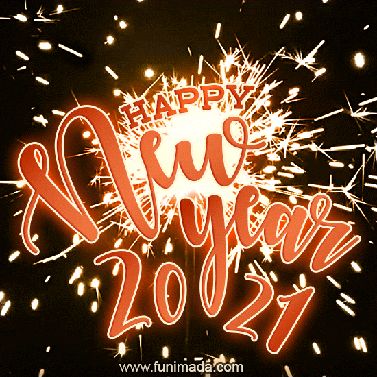 Cool New Year 2021 sparklers shining brightly on black background