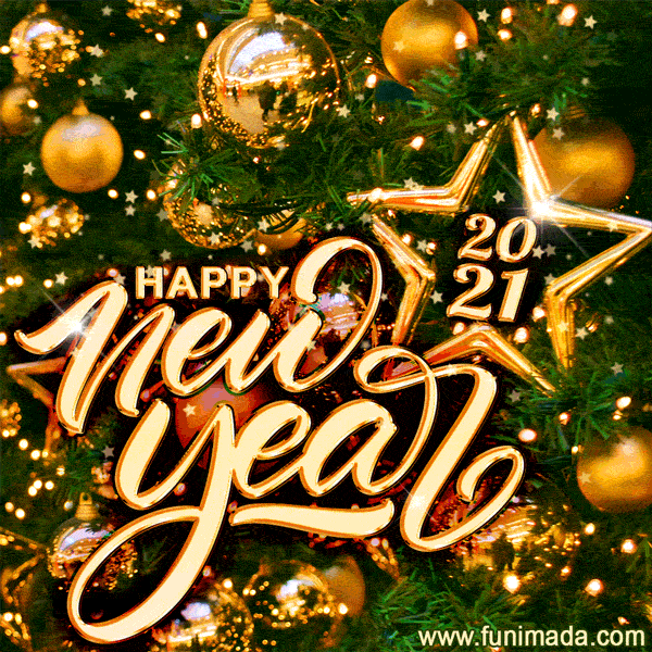 Amazing gold lettering Happy New Year 2021 & Gold Fireworks GIF