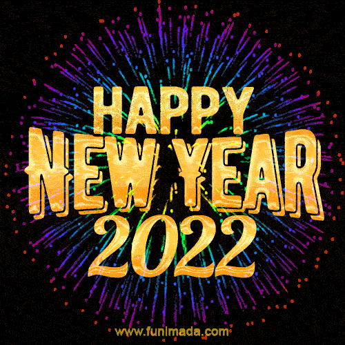 Bursting with Colors Happy New Year 2022 GIF Image
