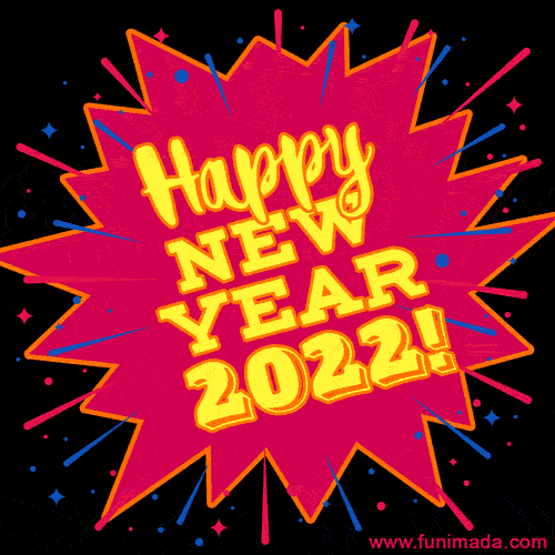New Year 2022 comic style GIF animated image