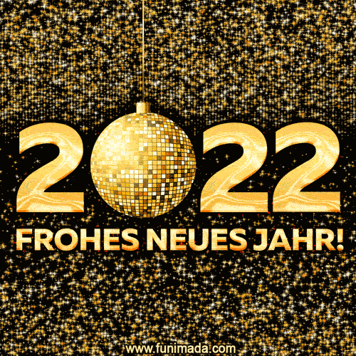 Frohes neues Jahr 2022! Goldener Sternenstaub-Effekt GIF.