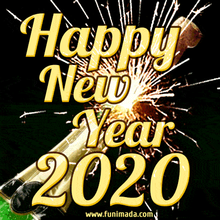 2020: Popping Champagne Happy New Year GIF
