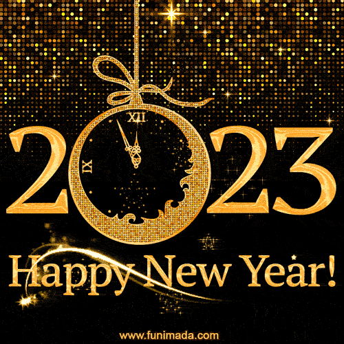 New Creative Happy New Year 2023 GIF - Elegant golden text & glitter — Download on Funimada.com