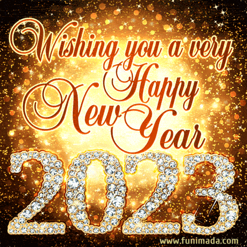 New sparkly gold glitter GIF - Wishing you a very happy new year 2023! —  Download on 