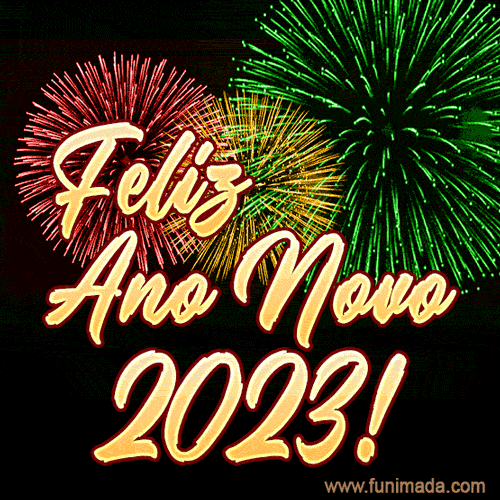 Próspero Ano Novo 2023 - image gif de feux d'artifice colorés