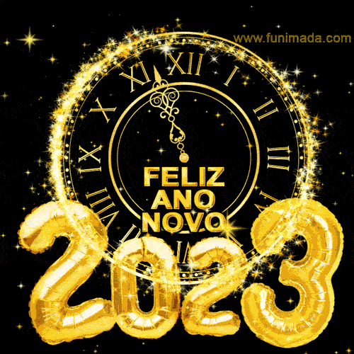 Feliz Ano Novo 2023, relógio gif