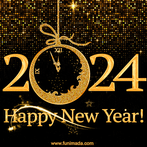 New Creative Happy New Year 2024 GIF - Elegant golden text & glitter