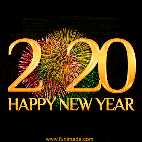 Happy New 2020 Year Red Green & Yellow Fireworks Greeting Card