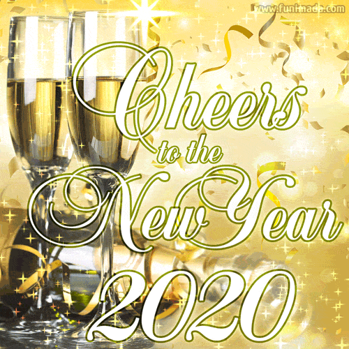 Cheers to the New Year 2020 - glitter greeting card