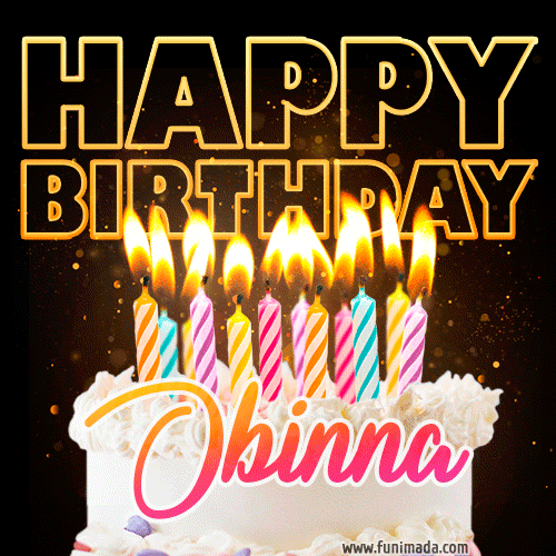 Obinna - Animated Happy Birthday Cake GIF for WhatsApp