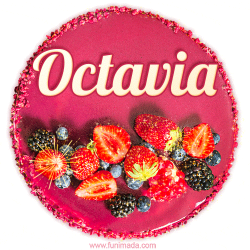 Happy Birthday Cake with Name Octavia - Free Download