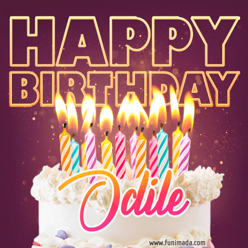 Odile - Animated Happy Birthday Cake GIF Image for WhatsApp — Download on Funimada.com