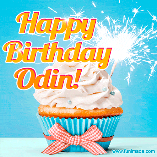 Happy Birthday, Odin! Elegant cupcake with a sparkler.