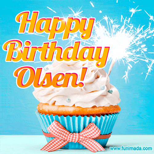 Happy Birthday, Olsen! Elegant cupcake with a sparkler.