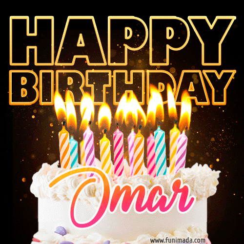 Omar - Animated Happy Birthday Cake GIF for WhatsApp