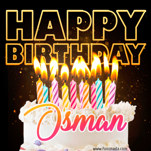 Osman - Animated Happy Birthday Cake GIF for WhatsApp