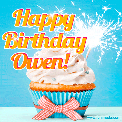 Happy Birthday, Owen! Elegant cupcake with a sparkler.