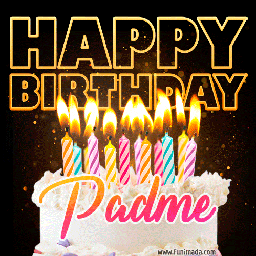 Padme - Animated Happy Birthday Cake GIF Image for WhatsApp