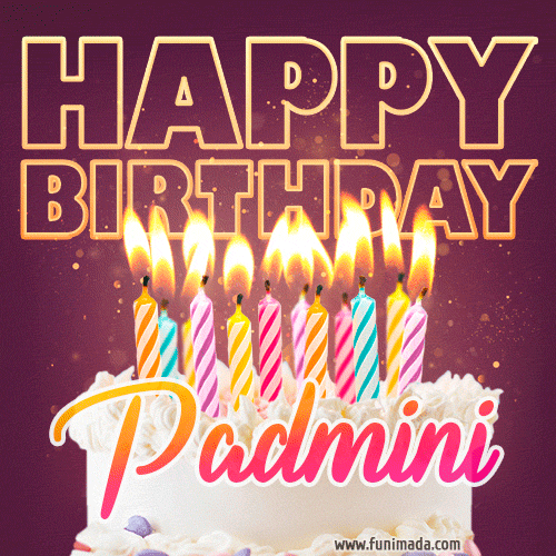 Padmini - Animated Happy Birthday Cake GIF Image for WhatsApp
