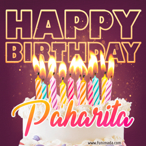Paharita - Animated Happy Birthday Cake GIF Image for WhatsApp